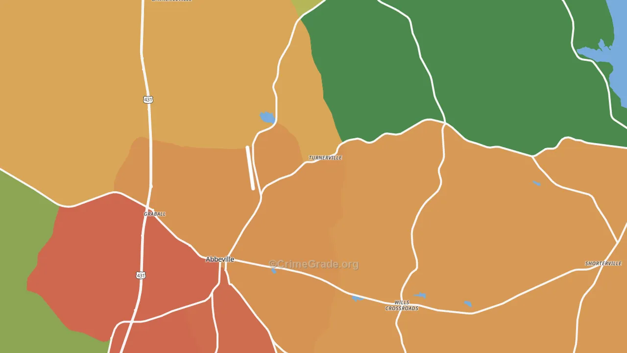Abbeville, AL Map of Theft Rates