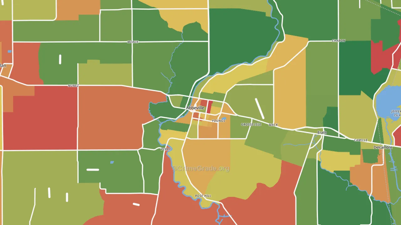 Abbeville, LA Map of Theft Rates