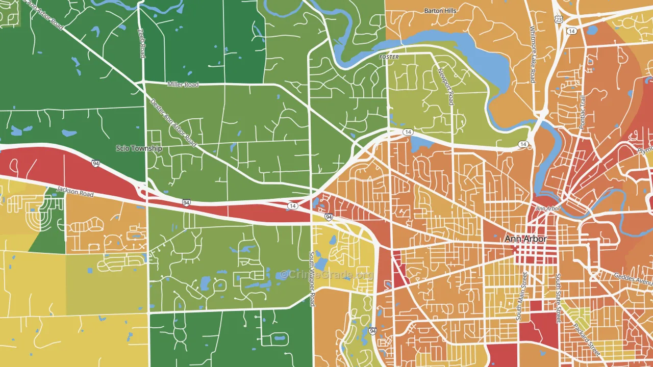 Abbot, Ann Arbor, MI Map of Theft Rates
