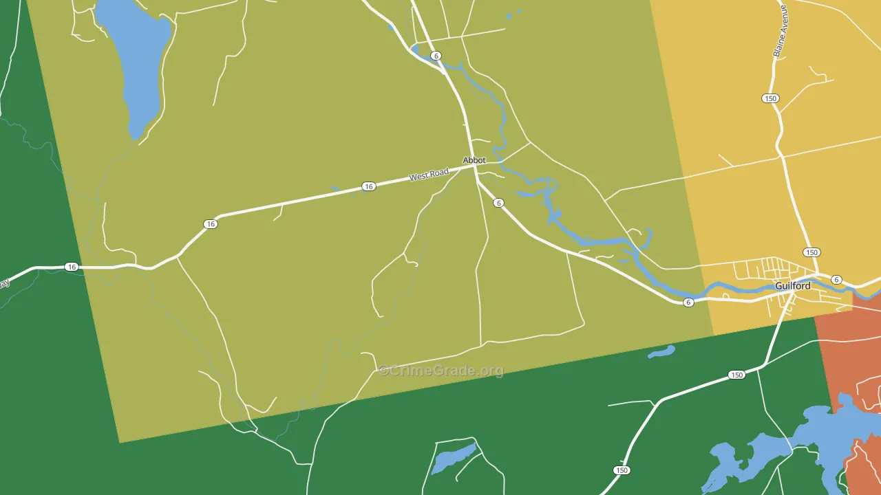 Abbot Village, ME Map of Theft Rates