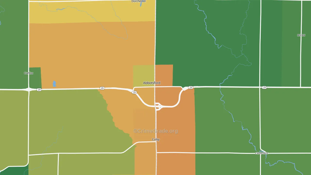 Abbotsford, WI Map of Theft Rates