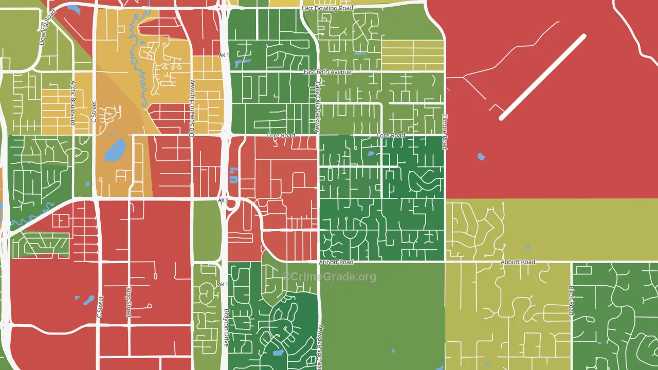 Abbott Loop, Anchorage, AK Map of Theft Rates