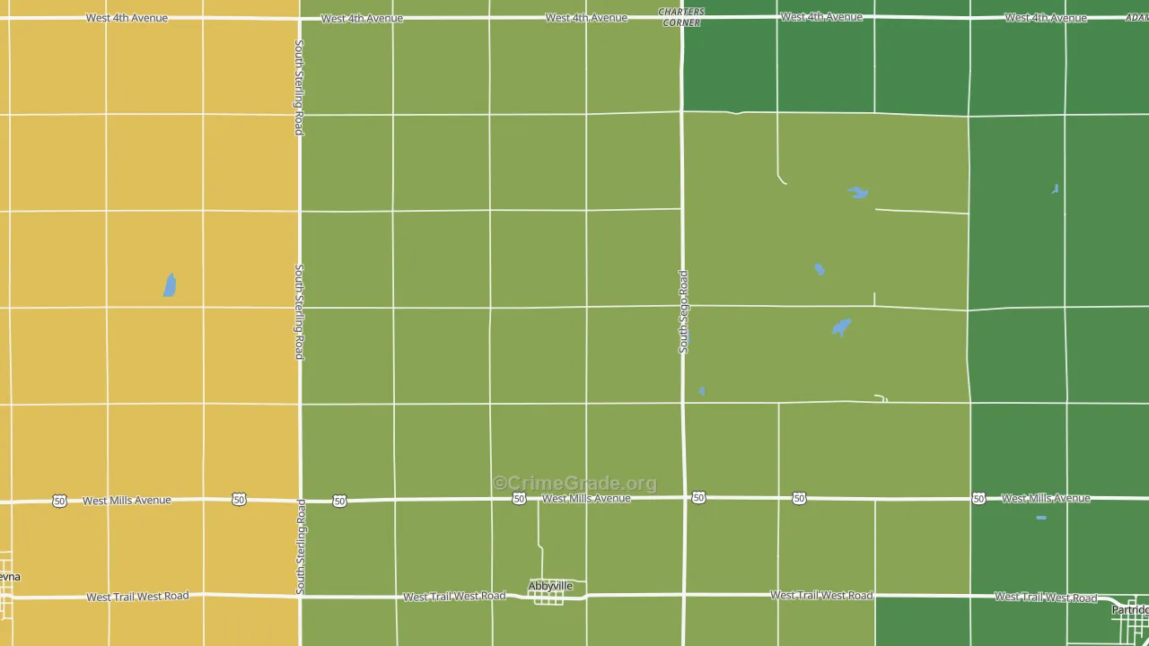 Abbyville, KS Map of Theft Rates