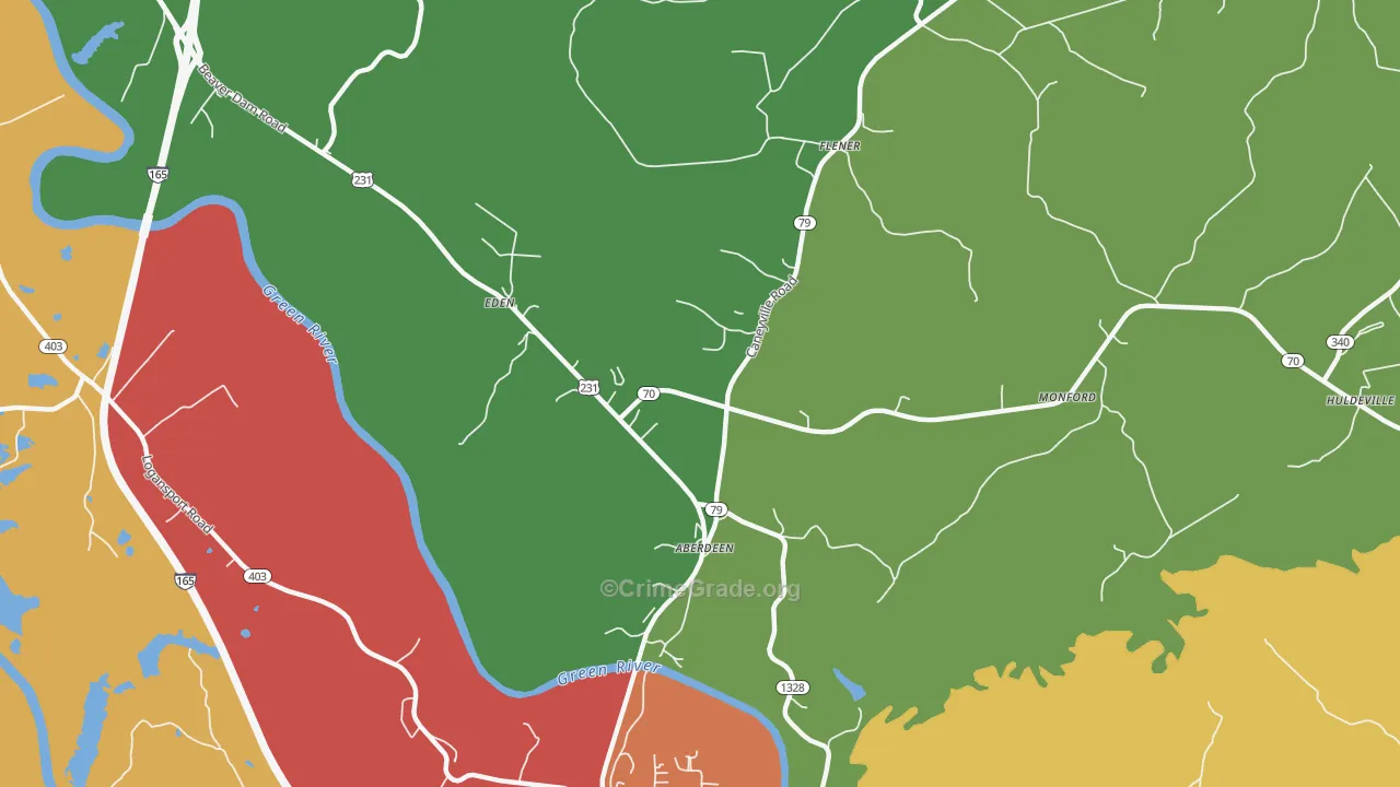 Aberdeen, KY Map of Theft Rates