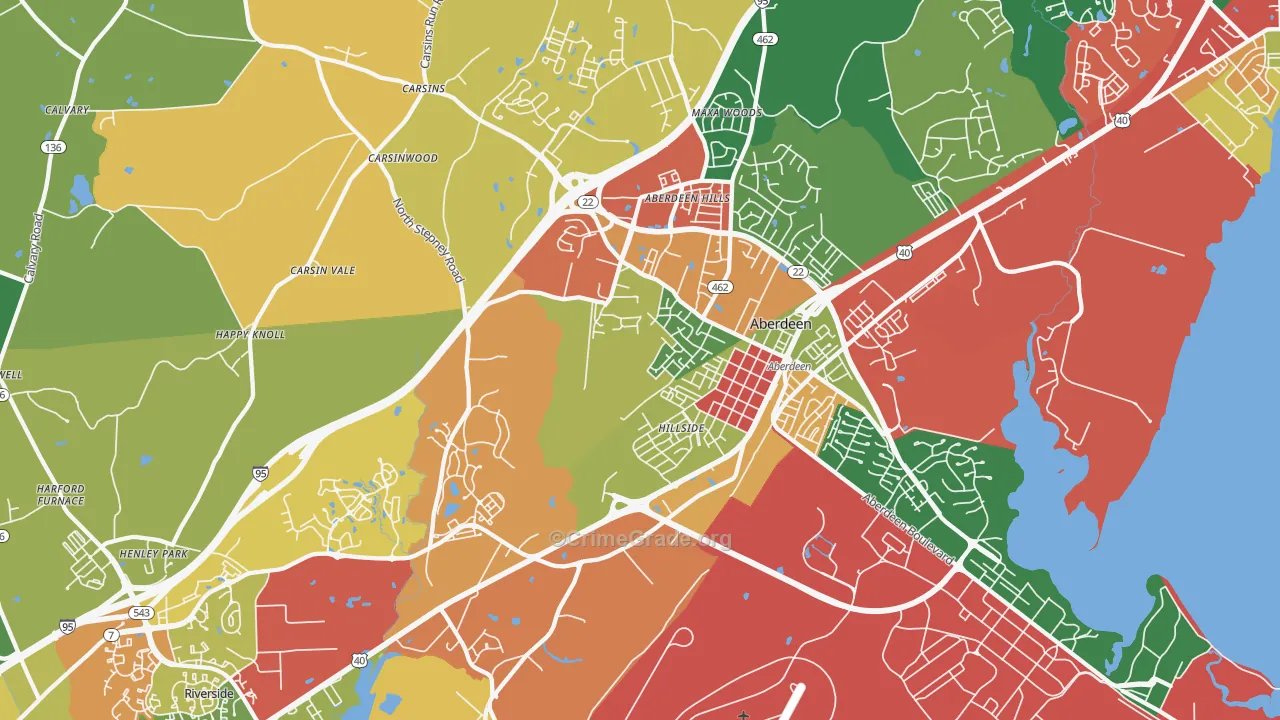 Aberdeen, MD Map of Theft Rates