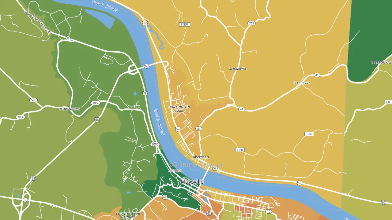 Aberdeen, OH Map of Theft Rates