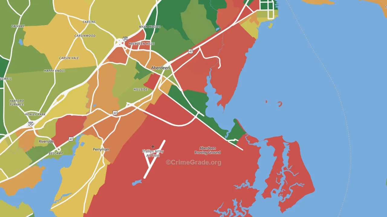 Aberdeen Proving Ground, MD Map of Theft Rates