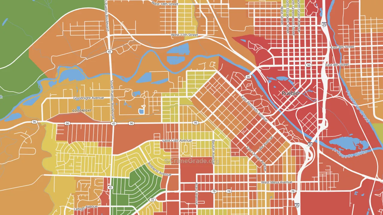 Aberdeen, Pueblo, CO Map of Theft Rates