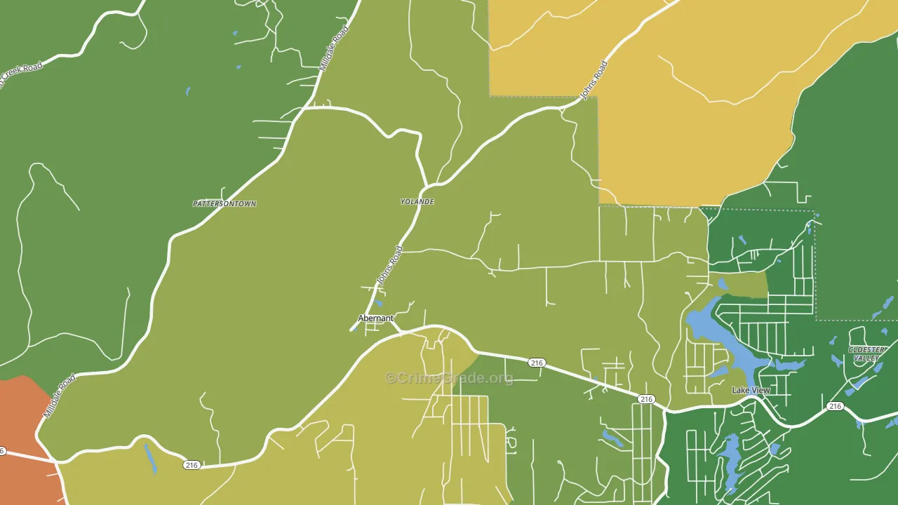 Abernant, AL Map of Theft Rates