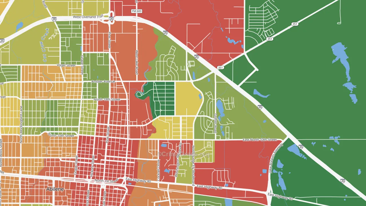 Abilene Heights Area, Abilene, TX Map of Theft Rates