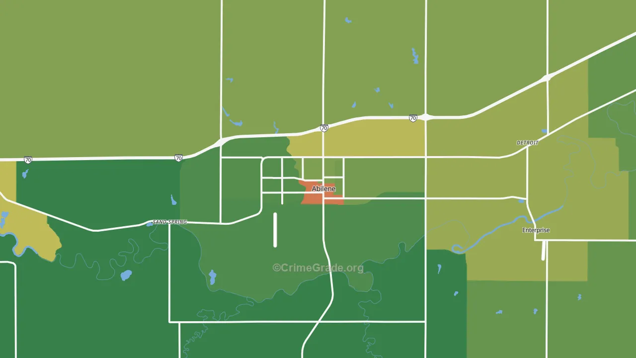 Abilene, KS Map of Theft Rates