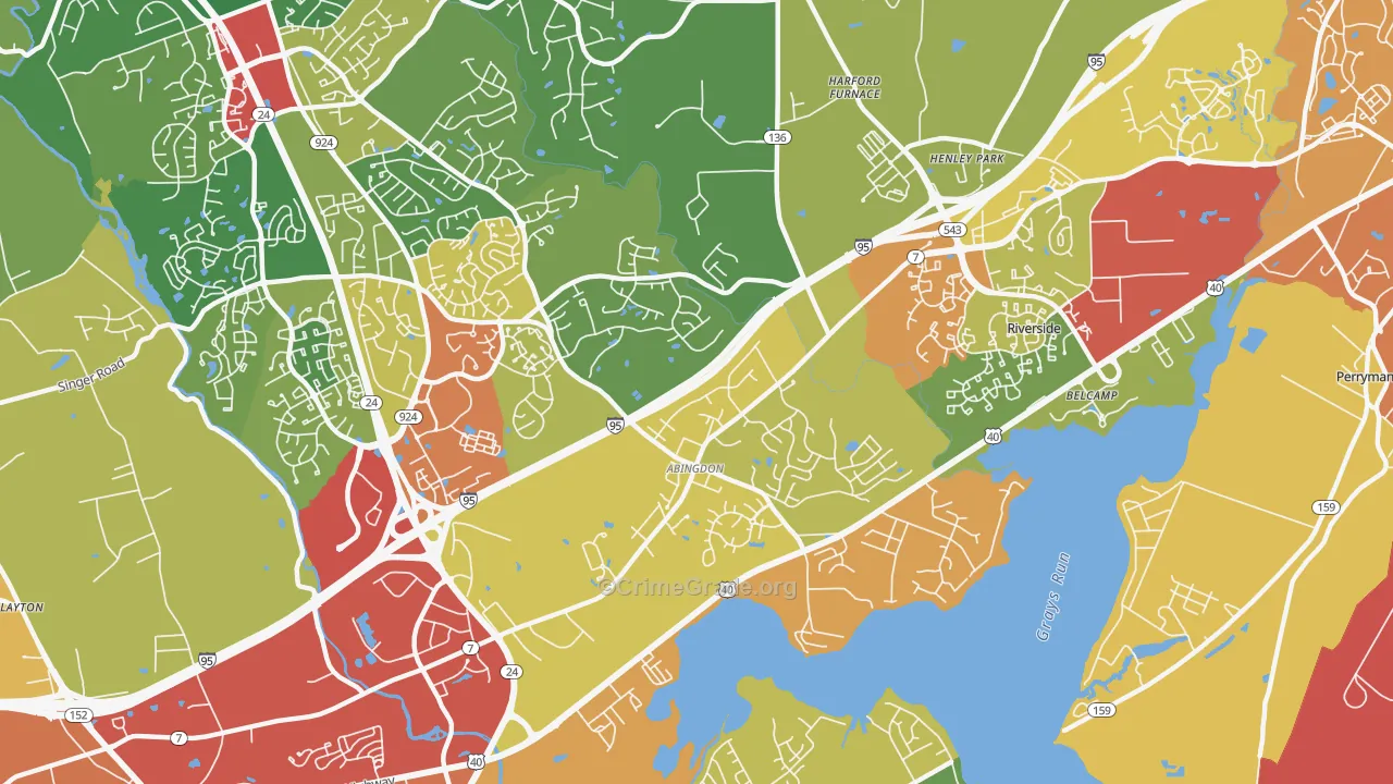 Abingdon, MD Map of Theft Rates