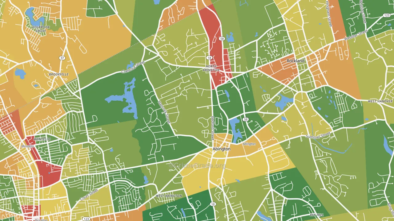 Abington, MA Map of Theft Rates