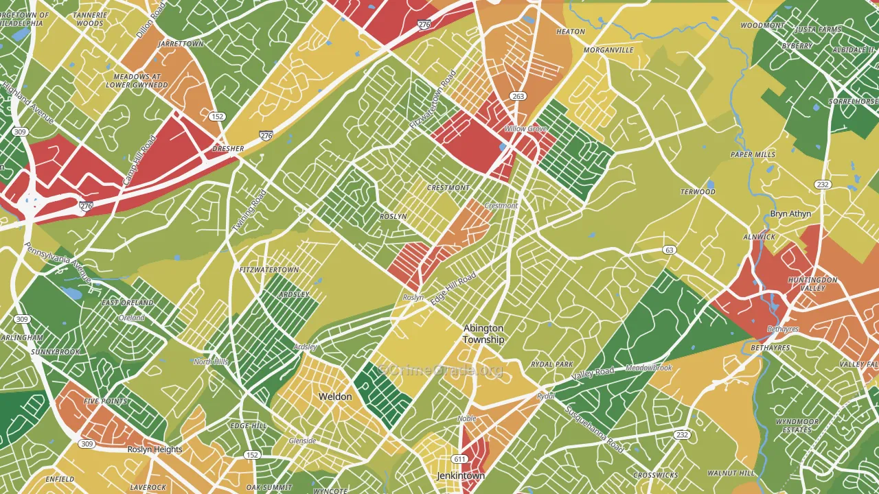 Abington, PA Map of Theft Rates