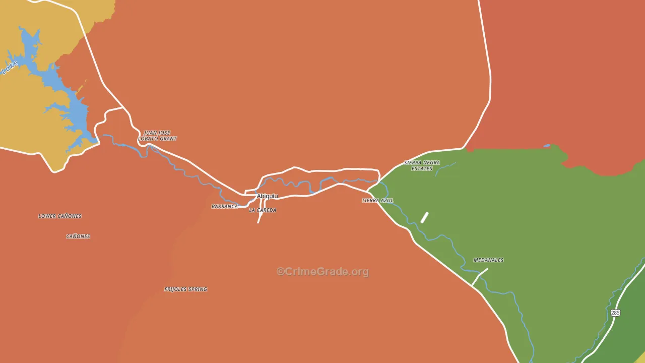 Abiquiu, NM Map of Theft Rates