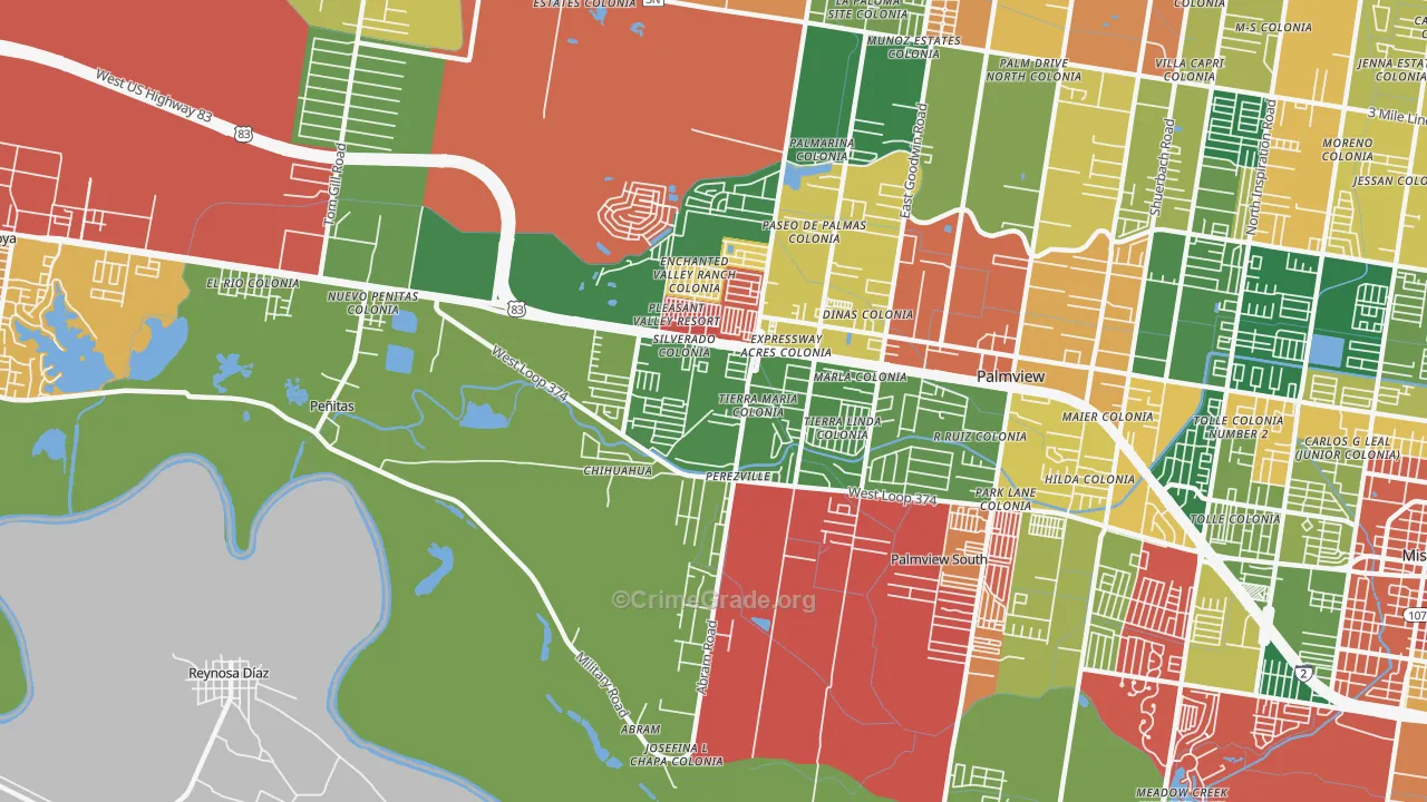 Abram-Perezville, Mission, TX Map of Theft Rates