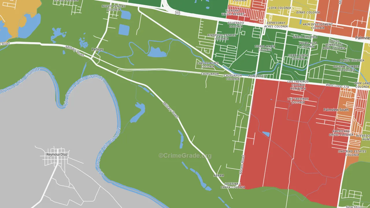 Abram, TX Map of Theft Rates
