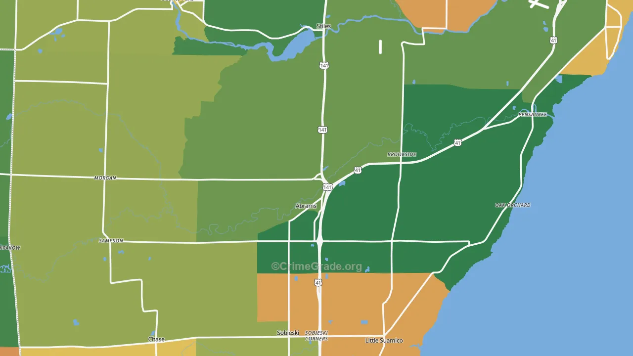 Abrams, WI Map of Theft Rates