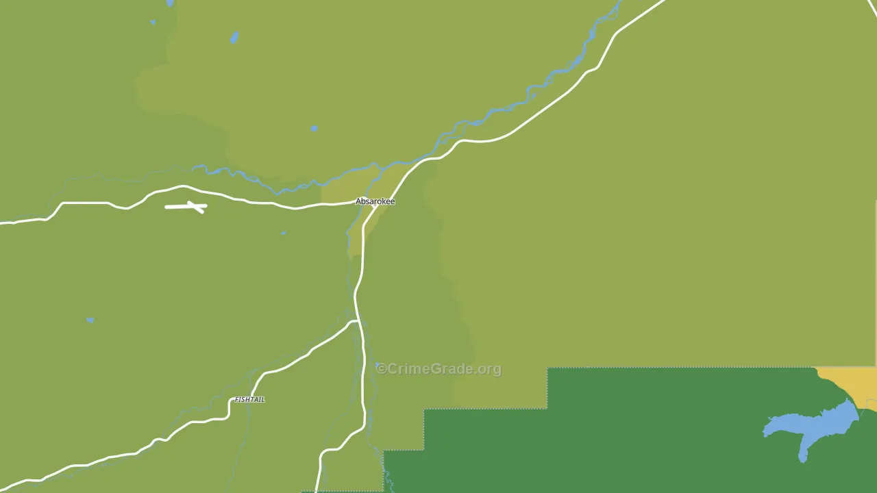 Absarokee, MT Map of Theft Rates