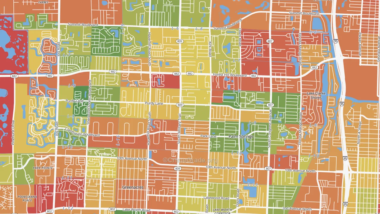 Acacia Villas, FL Map of Theft Rates