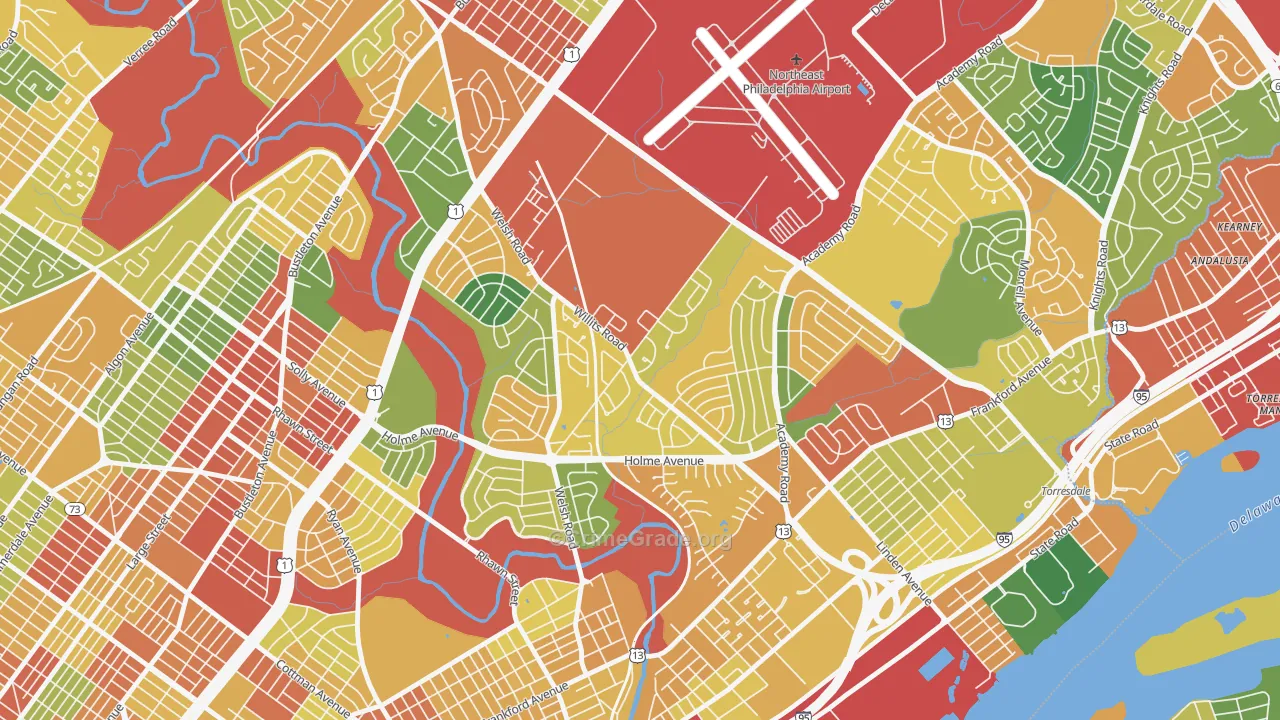 Academy Gardens, Philadelphia, PA Map of Theft Rates