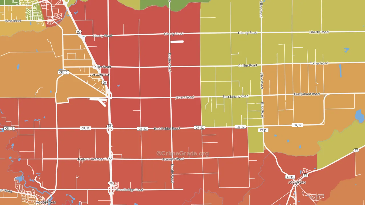 Acampo, CA Map of Theft Rates