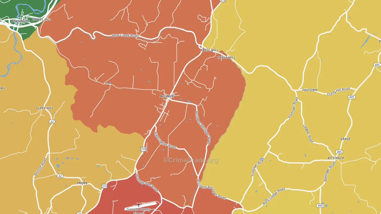 Accident, MD Map of Theft Rates