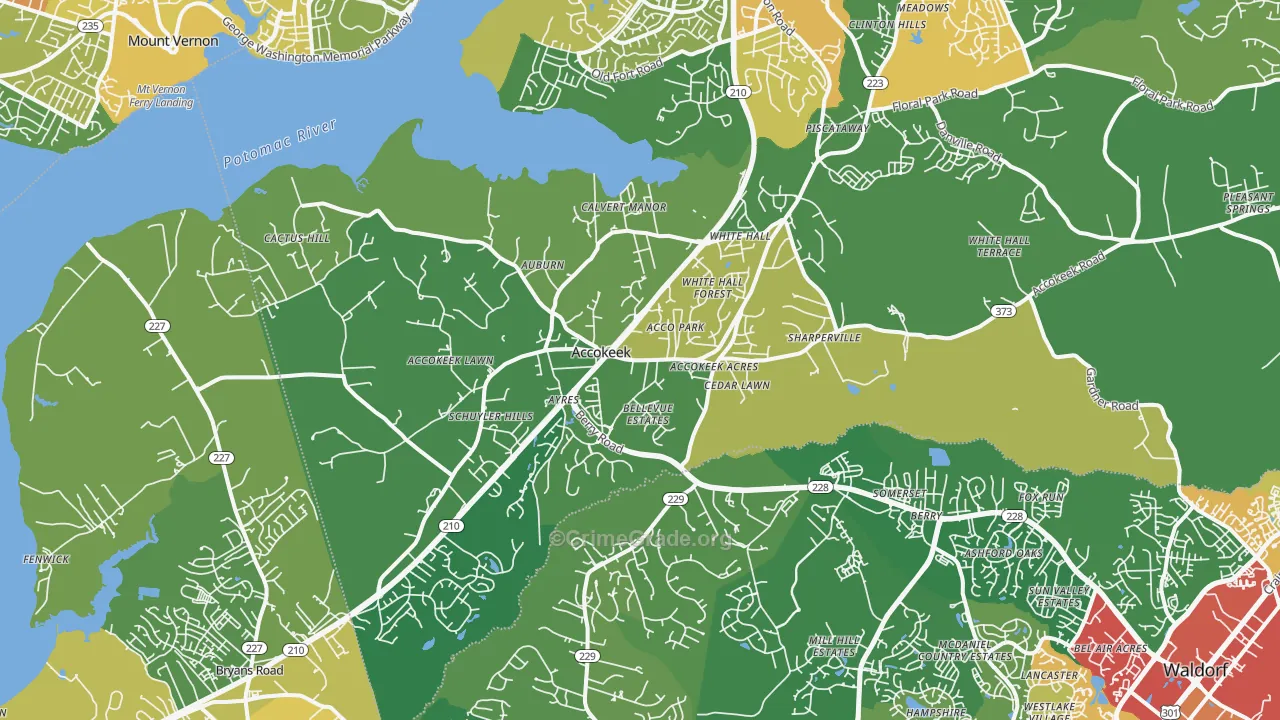 Accokeek, MD Map of Theft Rates