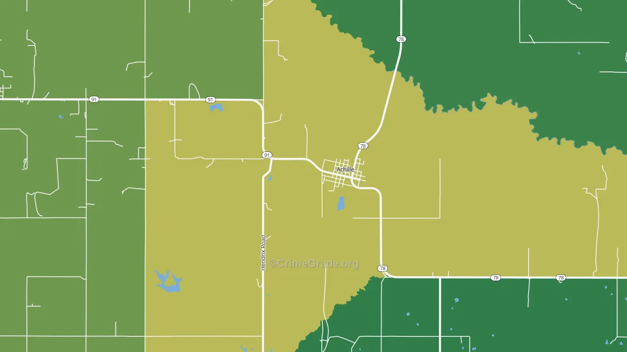 Achille, OK Map of Theft Rates