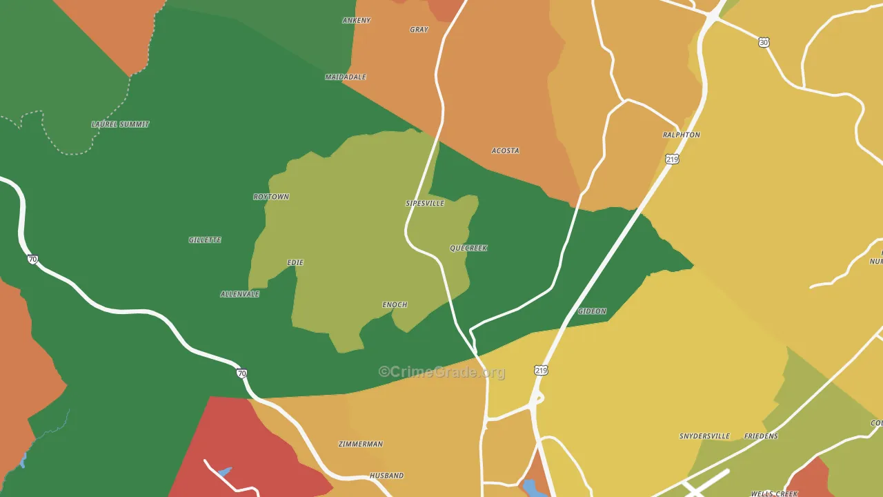 Acosta, PA Map of Theft Rates