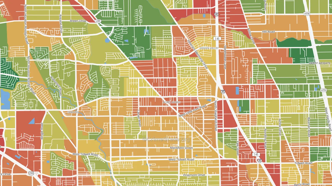 Acres Home, Houston, TX Map of Theft Rates