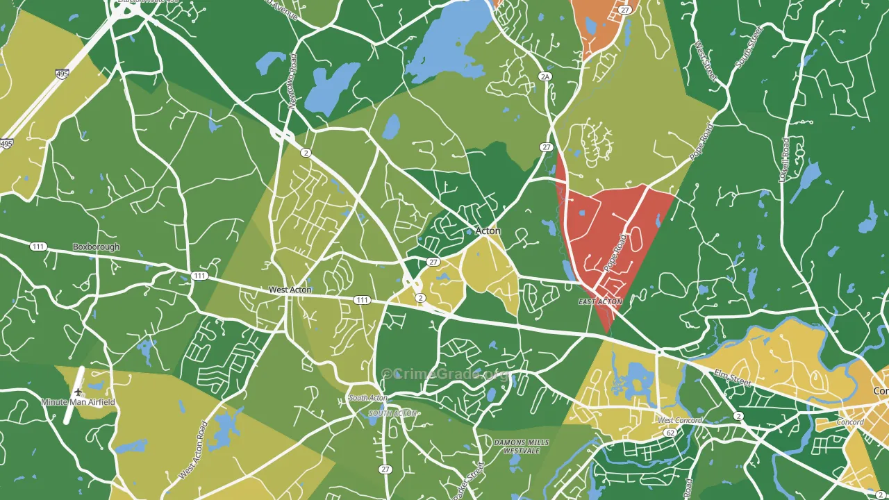 Acton, MA Map of Theft Rates