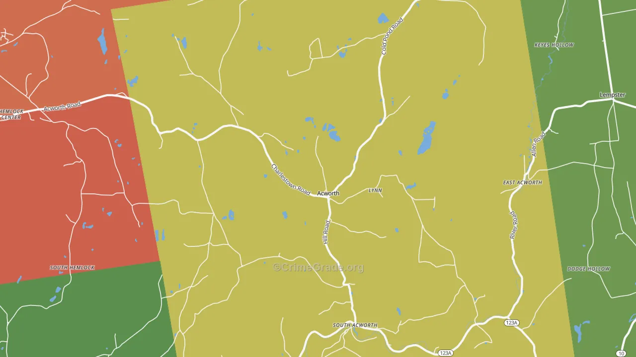 Acworth, NH Map of Theft Rates