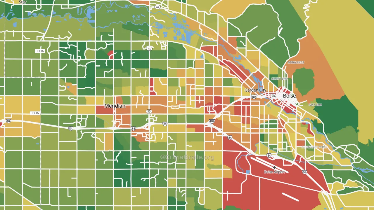 Ada County, ID Map of Theft Rates