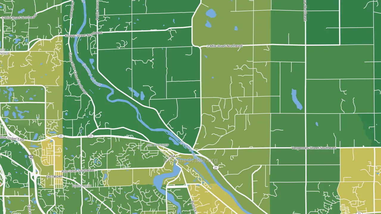 Ada, MI Map of Theft Rates