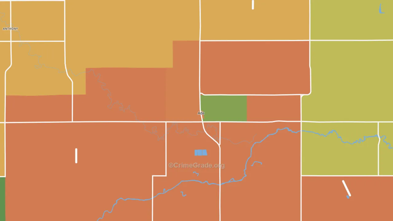 Ada, MN Map of Theft Rates