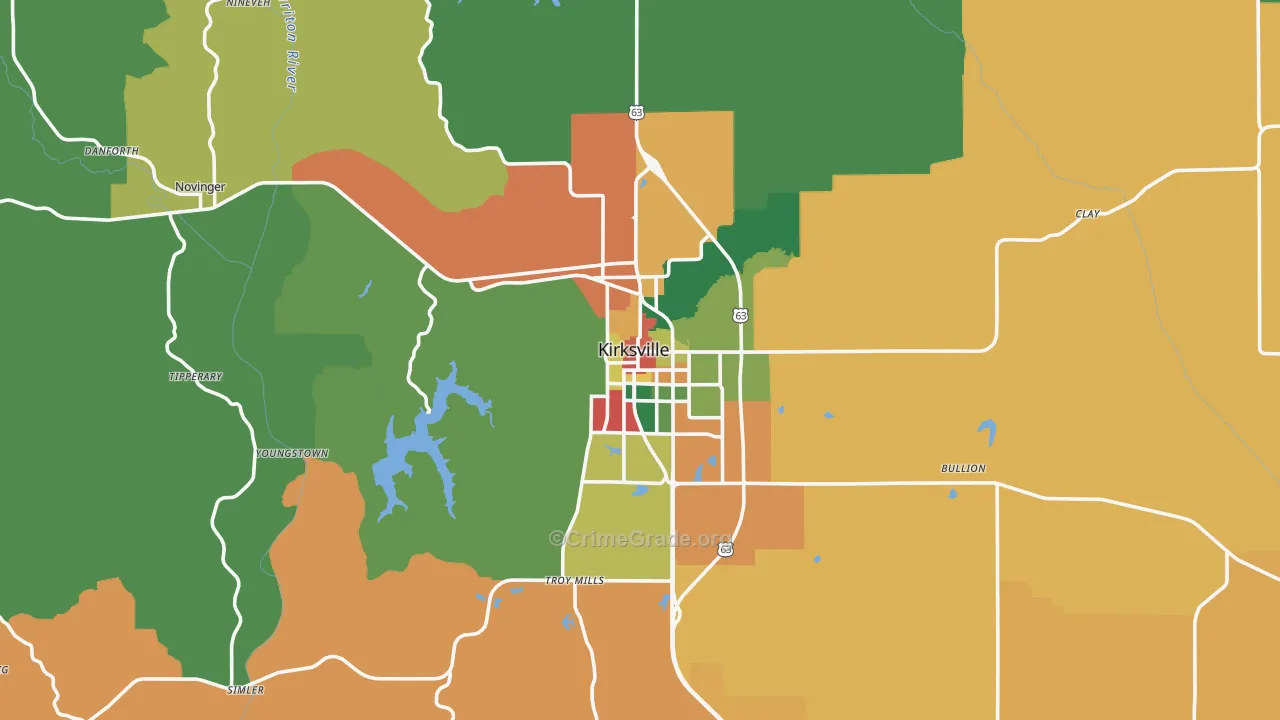 Adair County, MO Map of Theft Rates