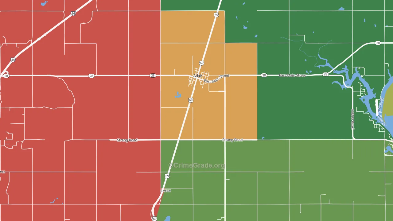 Adair, OK Map of Theft Rates