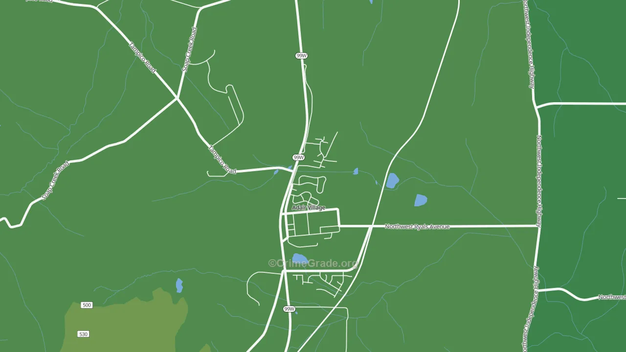 Adair Village, OR Map of Theft Rates