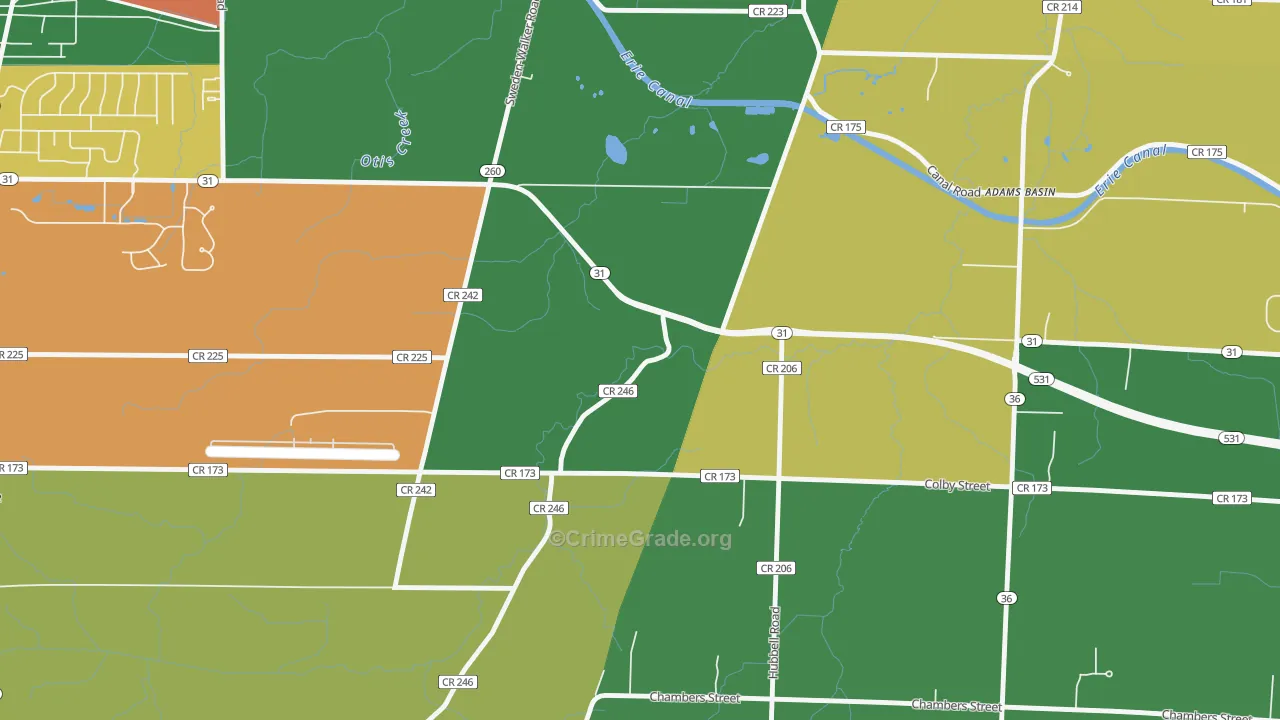 Adams Basin, NY Map of Theft Rates