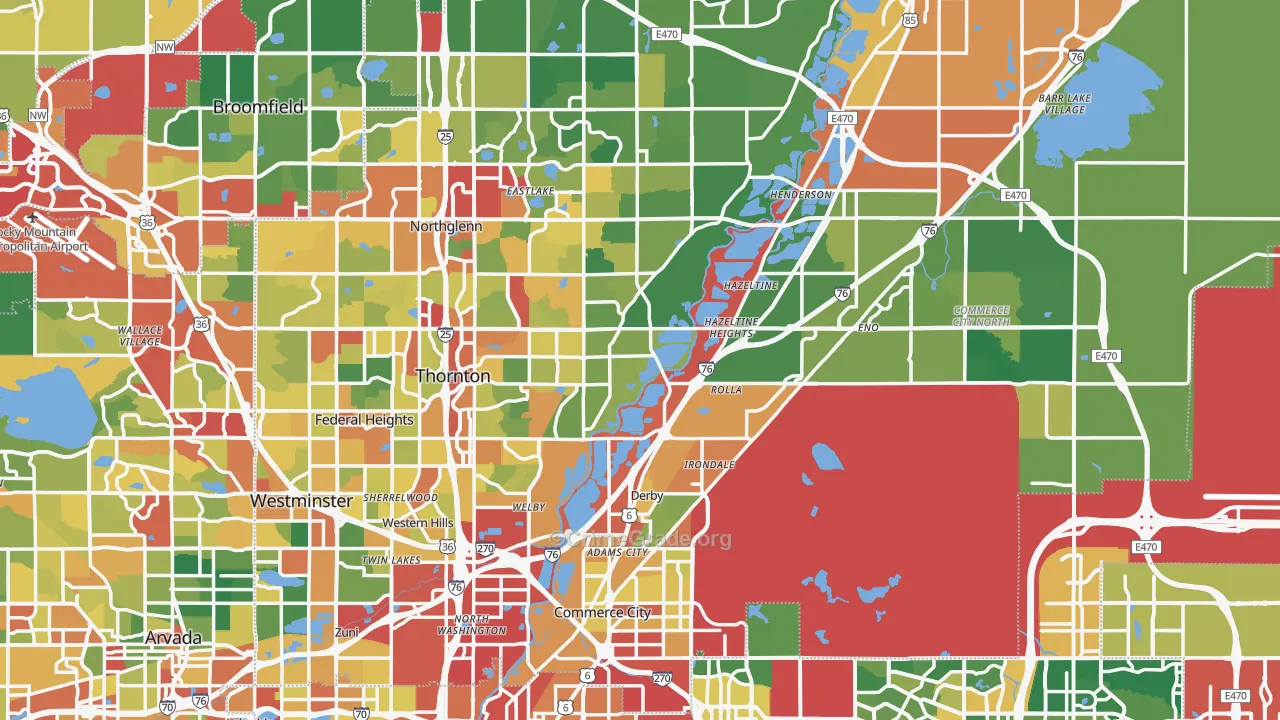 Adams County, CO Map of Theft Rates