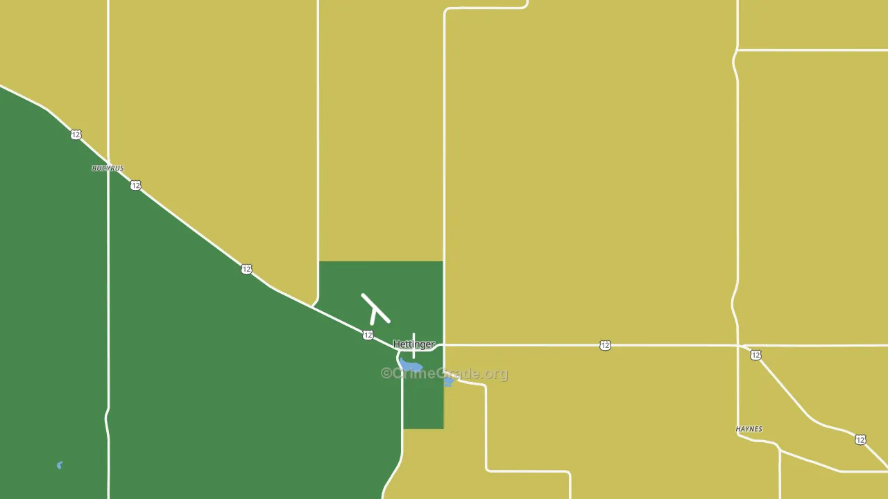 Adams County, ND Map of Theft Rates