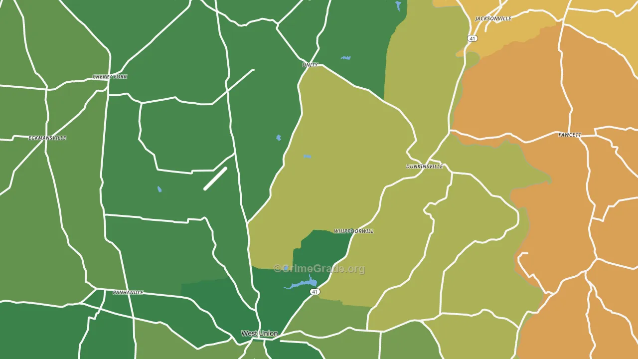 Adams County, OH Map of Theft Rates