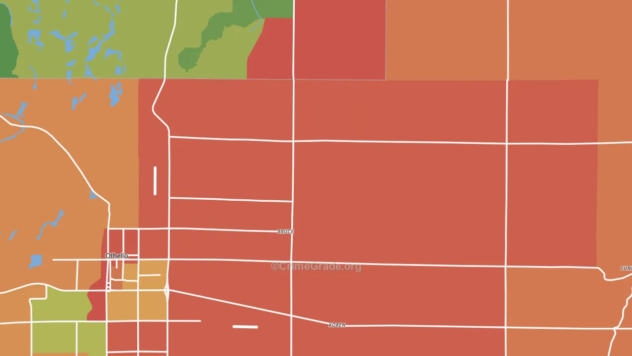 Adams County, WA Map of Theft Rates
