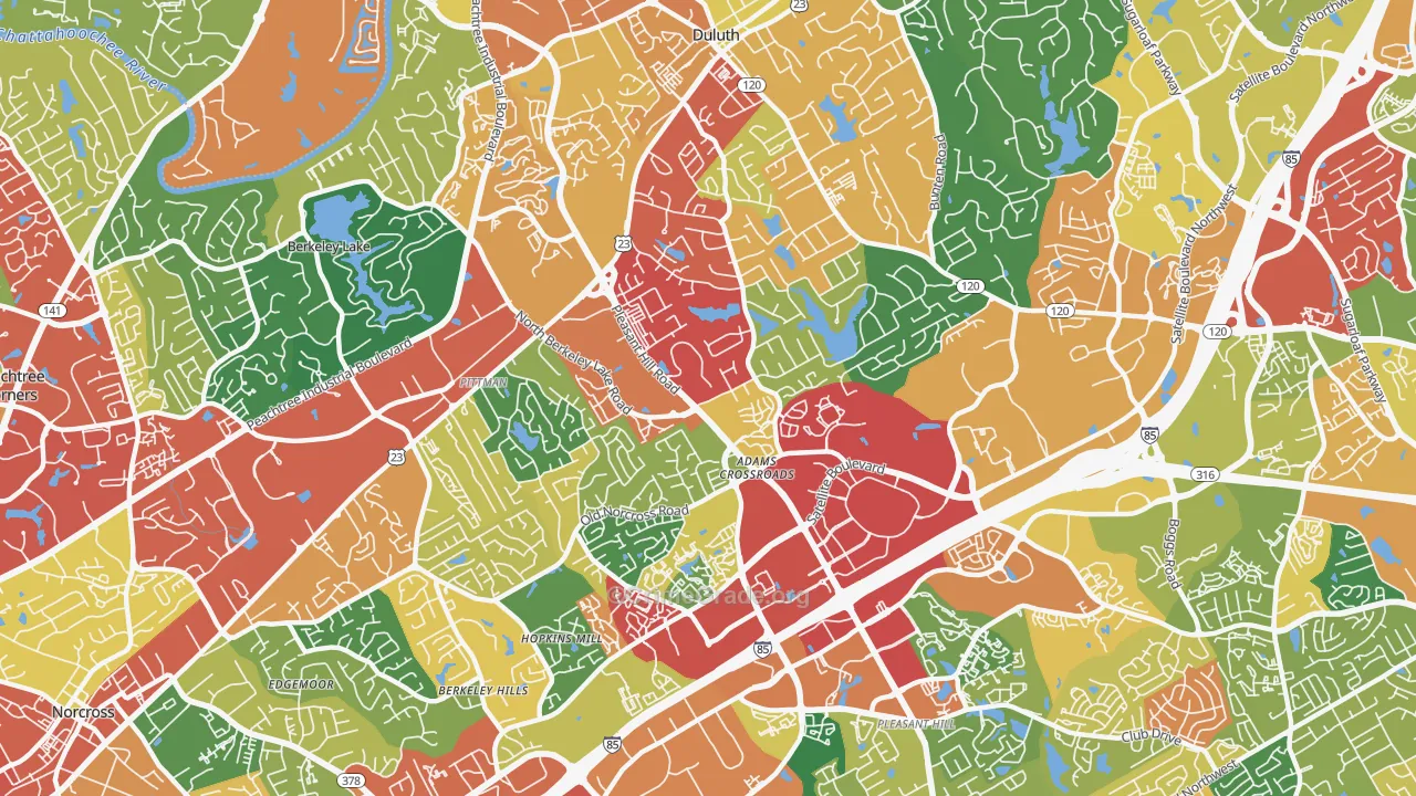 Adams Crossroads, Duluth, GA Map of Theft Rates