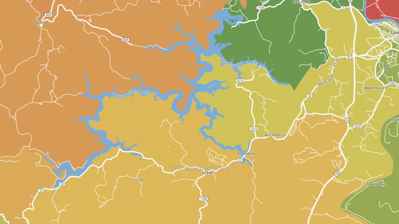 Adams, KY Map of Theft Rates