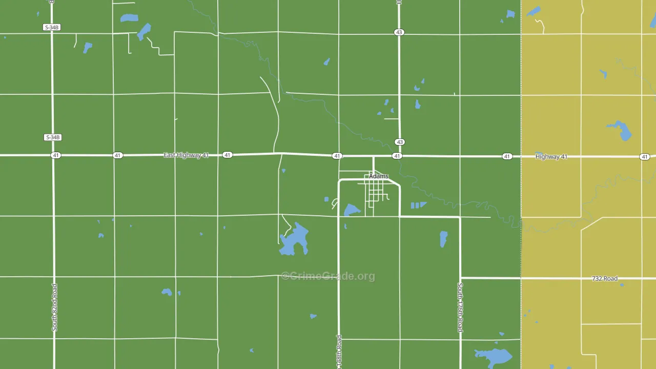 Adams, NE Map of Theft Rates