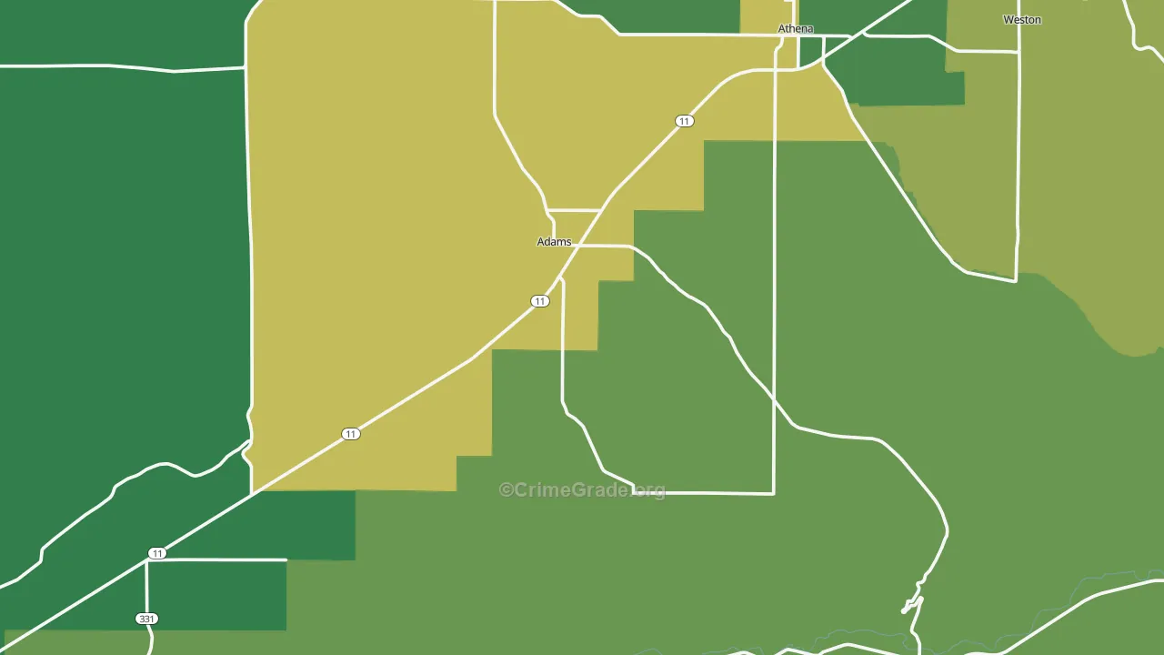Adams, OR Map of Theft Rates
