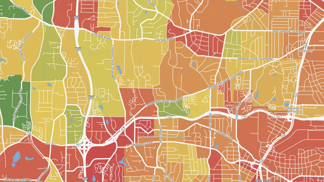Adams Park, Atlanta, GA Map of Theft Rates