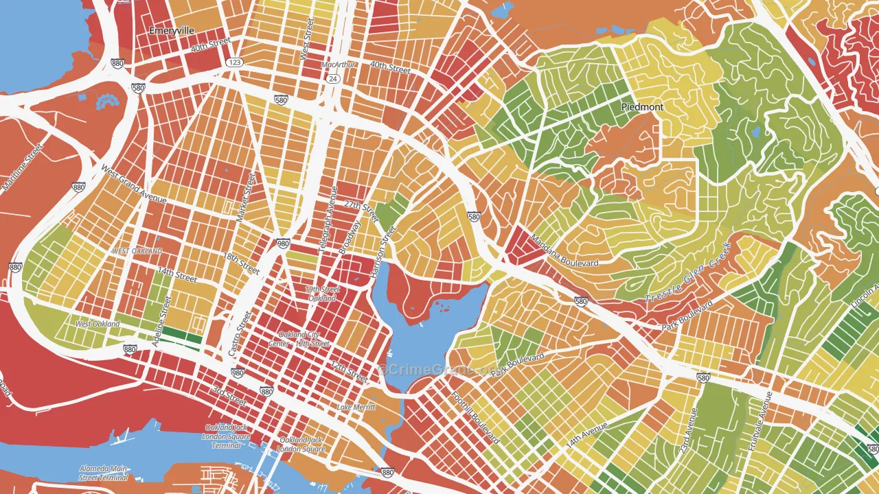 Adams Point, Oakland, CA Map of Theft Rates
